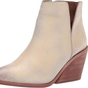 Frye Women's White Brown Serena Cutout Block Heeled Leather Ankle Bootie Size 10